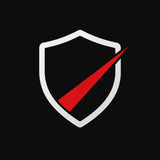 White shield icon with red laser beam passing through it symbolizing StealthPods IR acrylic lens protection and lidar transparency