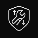 White car front outline with wrench and checkmark representing StealthPods OEM-style fitment and installation quality